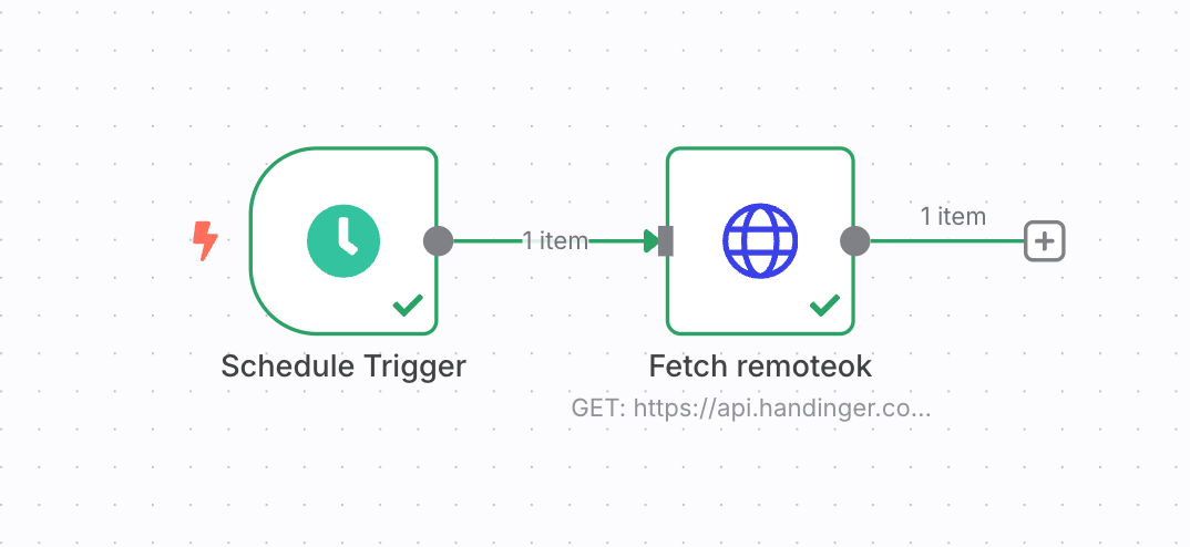 the HTTP Request node for Remote Ok